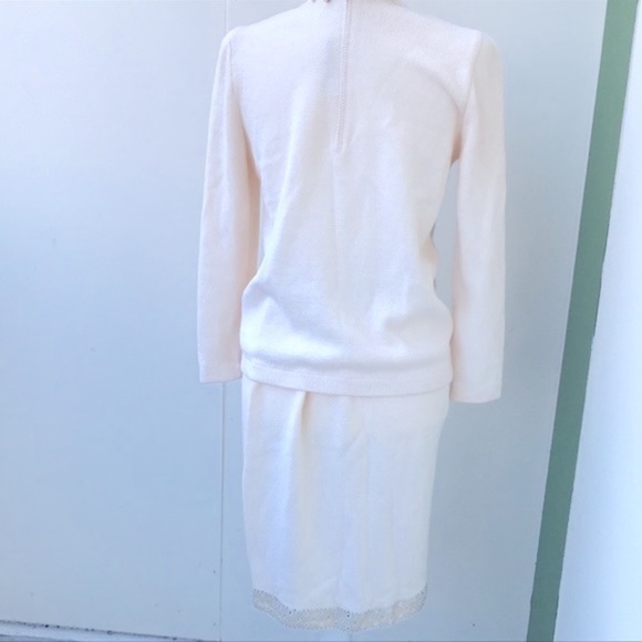 VINTAGE St. John Evening by Marie Gray skirt SET sz XS/S ecru sequins EUC VTG - Picture 11 of 16